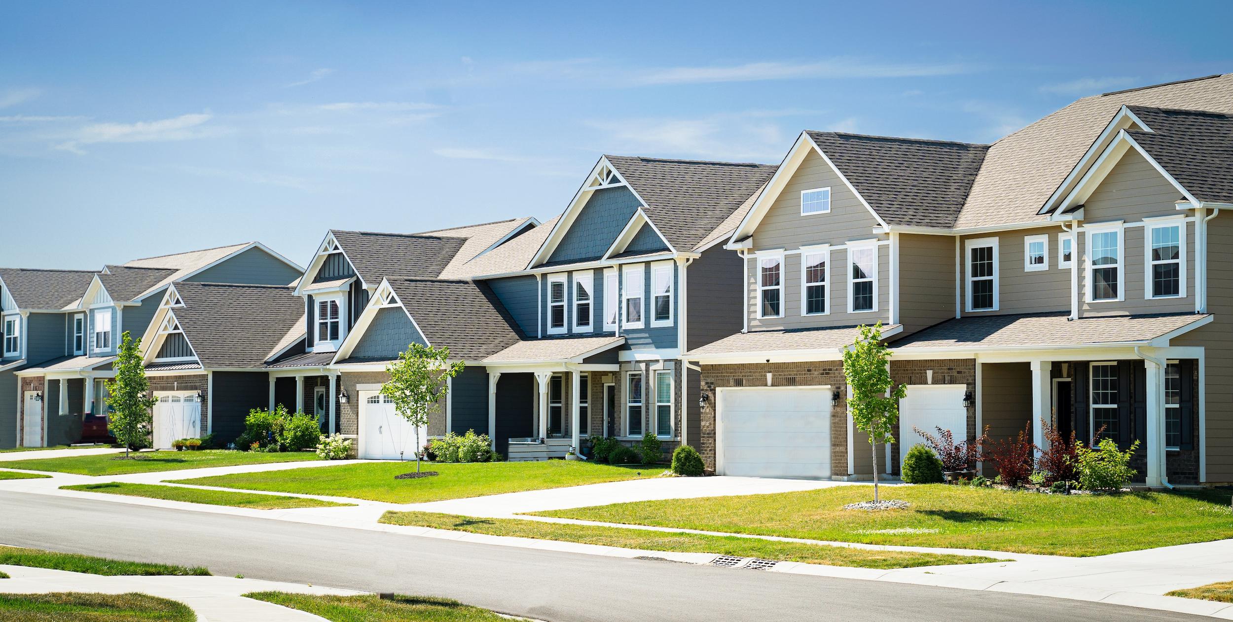 Modern townhouses on a street