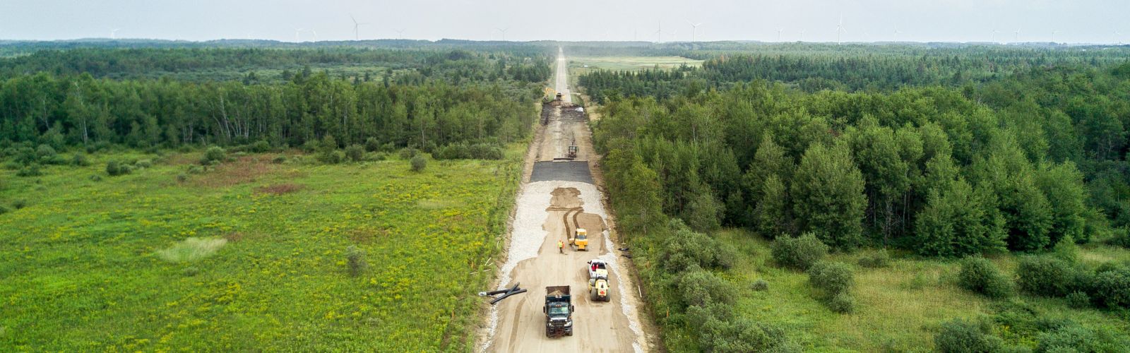 A roadwork crew paves a new read in Dufferin County.