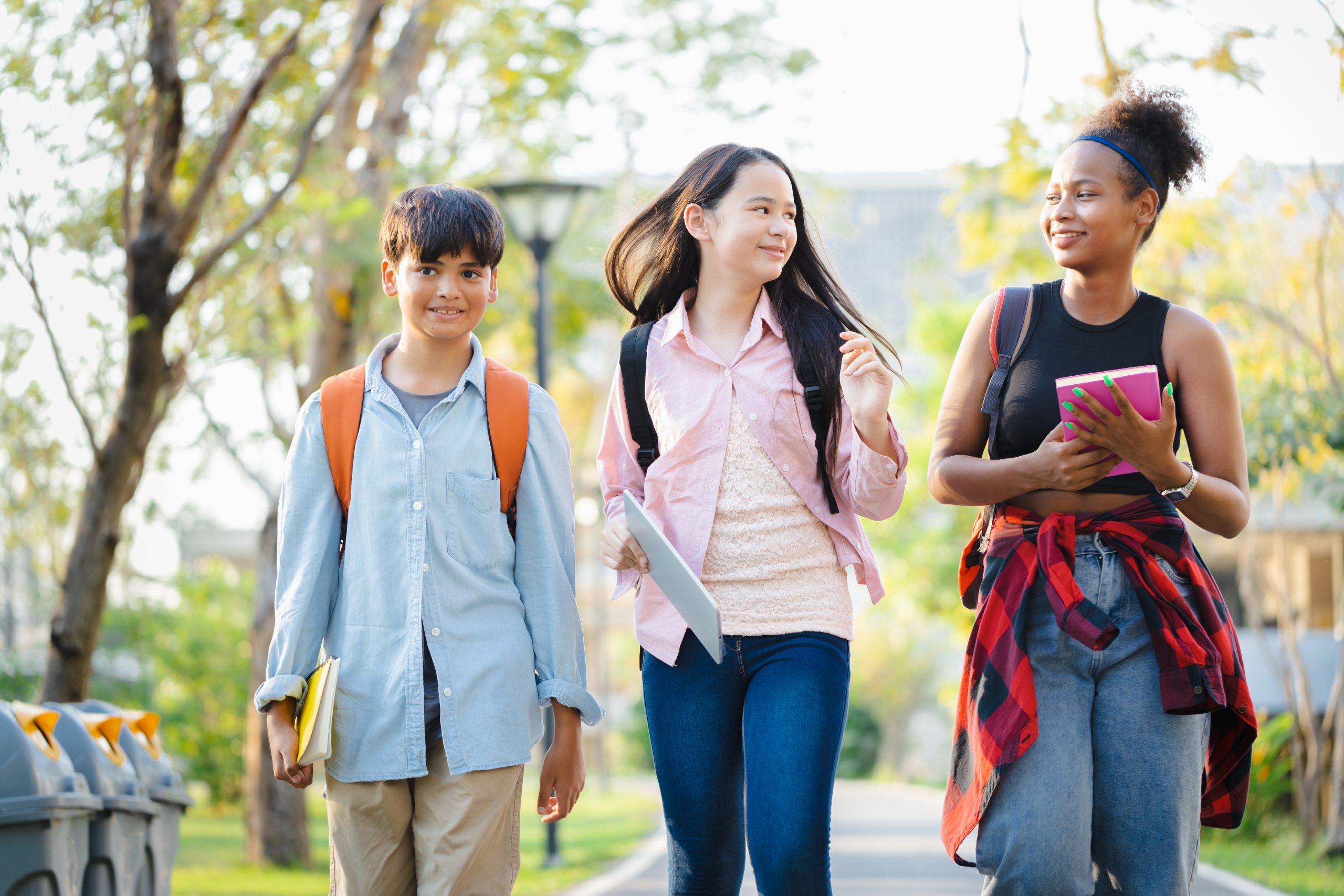 Students walking home from school.