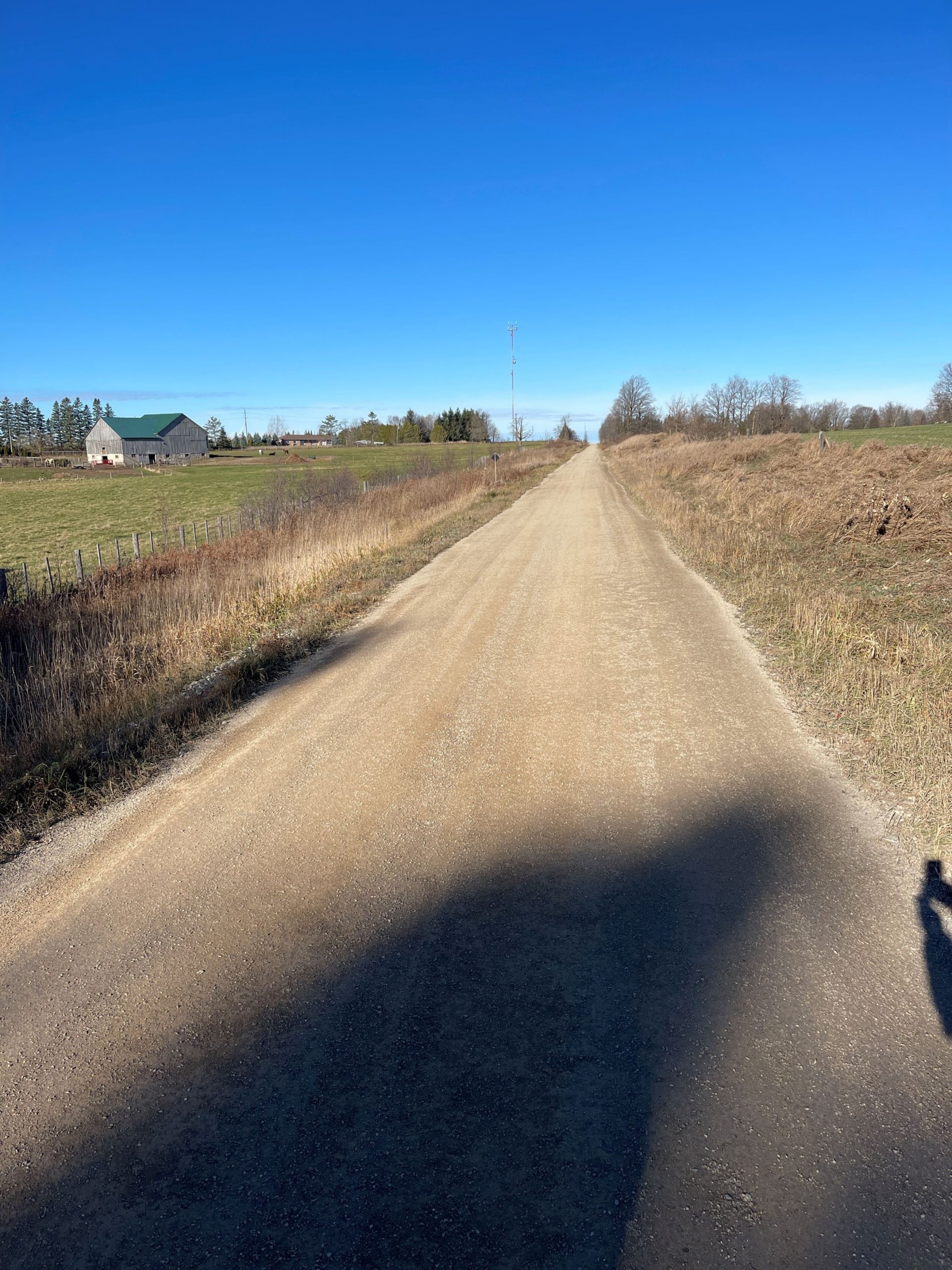 dirt trail with fields on each side